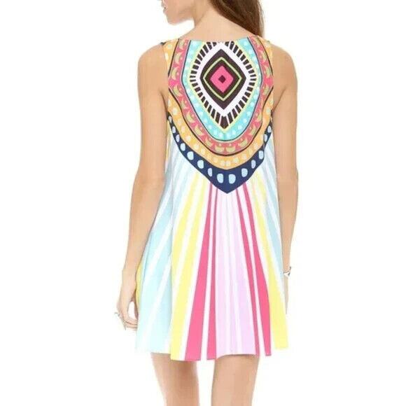 Mara Hoffmann Multi Color Rays Jersey Swing Mini Dress Swim Coverup Sz XS - Picture 2 of 10